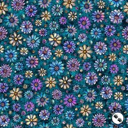 QT Fabrics Mosaic Blooms Small Floral Dark Teal QT Fabrics Mosaic Blooms Small Floral Dark Teal