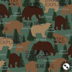 Benartex Moose Creek Lodge Bear Trail Green