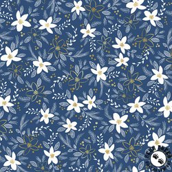 P&B Textiles Joyful Holiday Floral Toss Blue