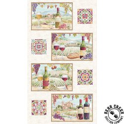 Clothworks Wine Tasting Placemat Panel Light Cream