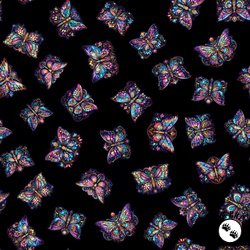 QT Fabrics Night Flight Butterfly Toss Black