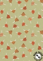 Lewis and Irene Fabrics Highlands Cows Green Lewis and Irene Fabrics Highlands Cows Green