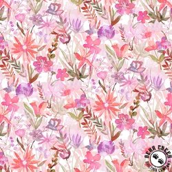P&B Textiles Whispering Gardens 108 Inch Wide Backing Fabric Watercolor Floral Pink/Purple