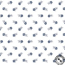 Benartex Classic Keepsakes in Blue Daisy Garden White/Navy