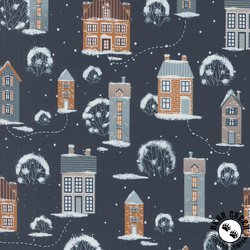 Moda Purrfect Christmas Snowy Town Midnight