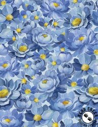 Wilmington Prints Blossom Blues Packed Flowers Blue