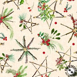 Maywood Studio Winter Wreaths Stars Cream Maywood Studio Winter Wreaths Stars Cream