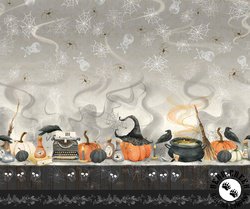 P&B Textiles Hocus Pocus Spooky Scene Double Border Multi P&B Textiles Hocus Pocus Spooky Scene Double Border Multi