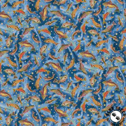 P&B Textiles Bear in Mind Tossed Fish Blue P&B Textiles Bear in Mind Tossed Fish Blue