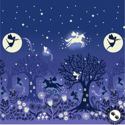 Lewis and Irene Fabrics Glow Fairies Double Border Dusk Lewis and Irene Fabrics Glow Fairies Double Border Dusk