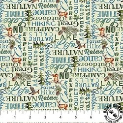 Northcott Lakeside Retreat Words Light Green/Multi