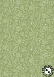 Lewis and Irene Fabrics Joys of Spring Camellias Charm Dark Spring Green