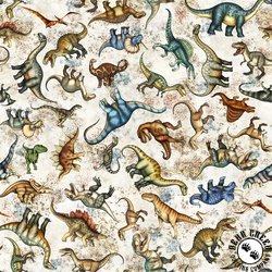 QT Fabrics Savage Kingdom Tossed Dinosaurs Sand QT Fabrics Savage Kingdom Tossed Dinosaurs Sand