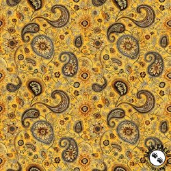 QT Fabrics Sunflower Serenade Sunflower Paisley Mustard