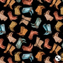 Benartex Gone Country Boots Black Benartex Gone Country Boots Black