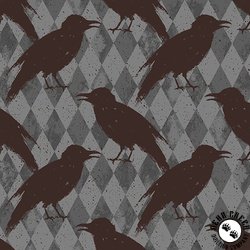 Andover Fabrics Nevermore Crow Harlequin Gray