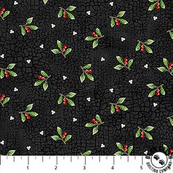 Northcott Winter Song Leaf Toss Black/Multi