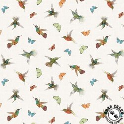 Clothworks Hummingbird Days Hummingbirds Light Cream