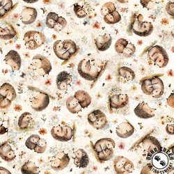 QT Fabrics HedgeHugs Hedgehog Toss Cream QT Fabrics HedgeHugs Hedgehog Toss Cream