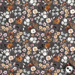 QT Fabrics Home Sweet Home Floral Light Charcoal