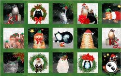 Windham Fabrics Meowy Christmas Festive Felines Pine Windham Fabrics Meowy Christmas Festive Felines Pine