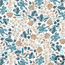 Robert Kaufman Fabrics Feathers and Flora Leaves White