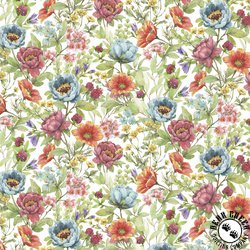 P&B Textiles Bunnies and Blooms Allover Floral Multi