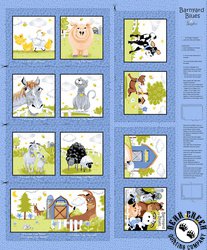 Susybee Barnyard Blues Storybook Panel Denim