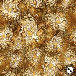 QT Fabrics Mystic Owls Abstract Marble Amber