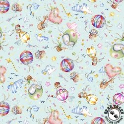 P&B Textiles Whiskerville Hot Air Balloon Toss Light Teal P&B Textiles Whiskerville Hot Air Balloon Toss Light Teal