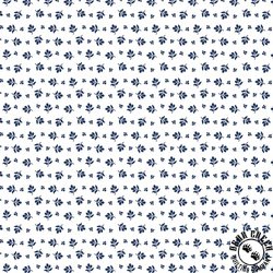 Benartex Classic Keepsakes in Blue Little Flowers Buds White/Navy