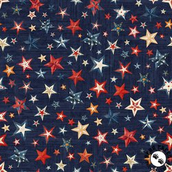 QT Fabrics American Tapestry 108 Inch Wide Backing Fabric Stars Navy