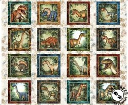 QT Fabrics Savage Kingdom Dinosaur Picture Patches Panel Sand QT Fabrics Savage Kingdom Dinosaur Picture Patches Panel Sand
