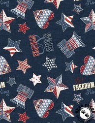 Wilmington Prints Stars of Valor Patriotic Toss Navy