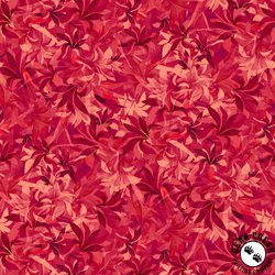 Henry Glass Shadow Leaves 108 Inch Wide Backing Fabric Red