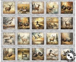 QT Fabrics Forest, Field and Stream Wildlife Pictures Patches Gray QT Fabrics Forest, Field and Stream Wildlife Pictures Patches Gray