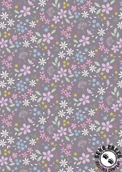 Lewis and Irene Fabrics Pressed Flowers Floral Ode Light Charcoal Grey