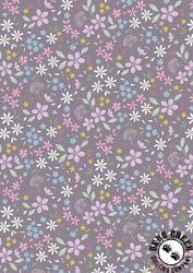 Lewis and Irene Fabrics Pressed Flowers Floral Ode Light Charcoal Grey Lewis and Irene Fabrics Pressed Flowers Floral Ode Light Charcoal Grey