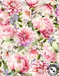 Wilmington Prints Fleur Amour Packed Florals Cream