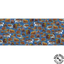 P&B Textiles Bear in Mind Bright Bear Vignette Blue/Multi