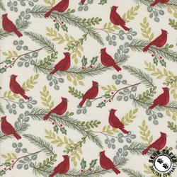 Moda Winter Friends Cardinals in the Tree Snowy White Moda Winter Friends Cardinals in the Tree Snowy White
