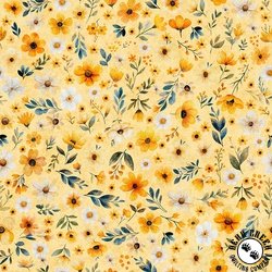 QT Fabrics Buzz, Buzz, Buzz Floral Light Yellow QT Fabrics Buzz, Buzz, Buzz Floral Light Yellow