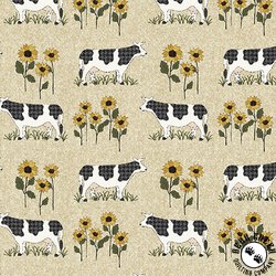 Benartex Heartland Grazing Cows Tan