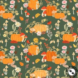 Windham Fabrics Harvest Gathering Pumpkin Patch Spruce