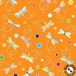 Benartex Rainforest Glow Dragonflies & Dots Orange Benartex Rainforest Glow Dragonflies & Dots Orange