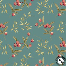 Andover Fabrics Dahlia Coralberry Sage