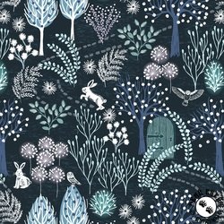 Lewis and Irene Fabrics The Secret Winter Garden Flannel Secret Garden Midnight Blue Lewis and Irene Fabrics The Secret Winter Garden Flannel Secret Garden Midnight Blue