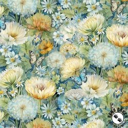 Timeless Treasures Forest Whisper Forest Floral and Butterflies Bloom