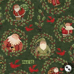 Riley Blake Designs Up on the Housetop Santa Holly Green Riley Blake Designs Up on the Housetop Santa Holly Green