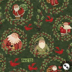 Riley Blake Designs Up on the Housetop Santa Holly Green